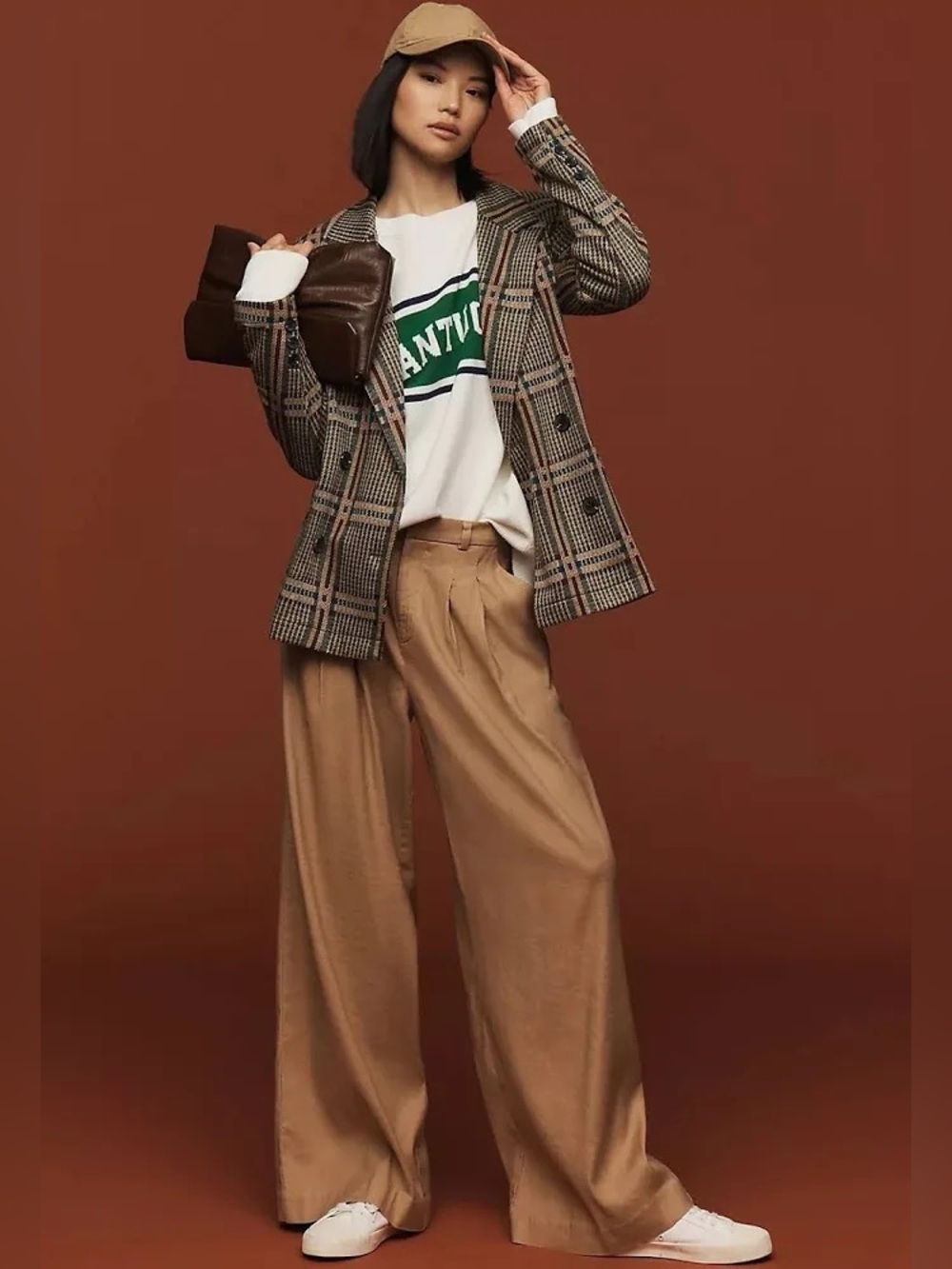 Maeve Anthropologie Pleated Wide Leg Linen Trousers Camel Tan L